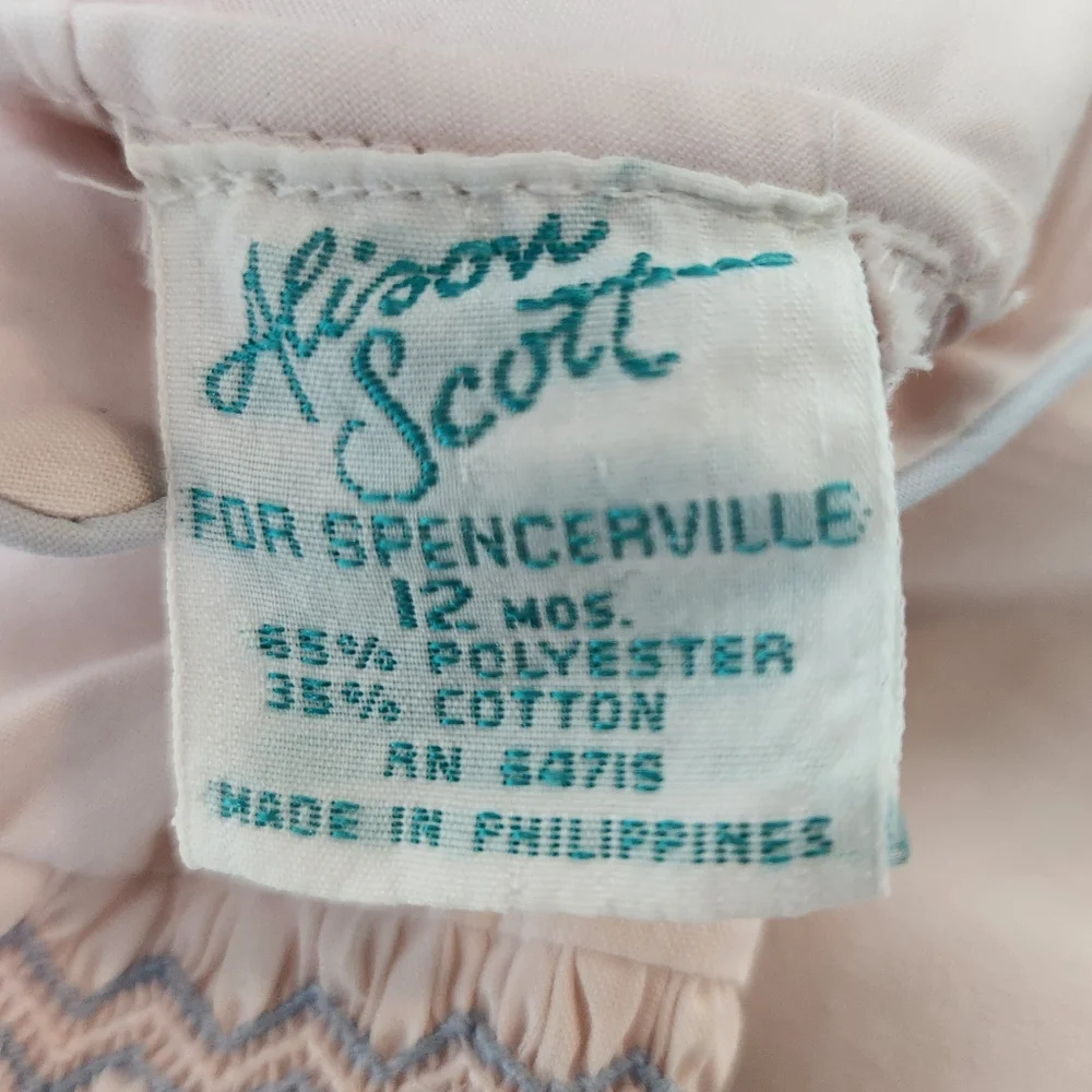 Vintage Baby Alison Scott For Spencerville Romper Dress Size 12 Months Pink